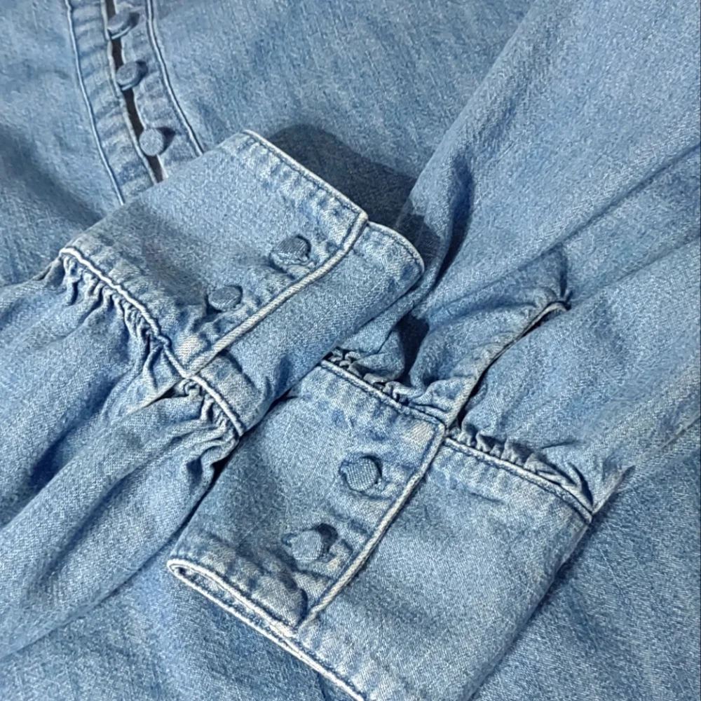 J Crew Denim Dress Size Medium Blue Jeans Long Sleeve 100% Cotton Lightweight - Picture 7 of 10